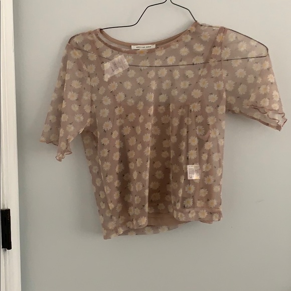 see through t crop. with a pink cami. size medium - Picture 1 of 1